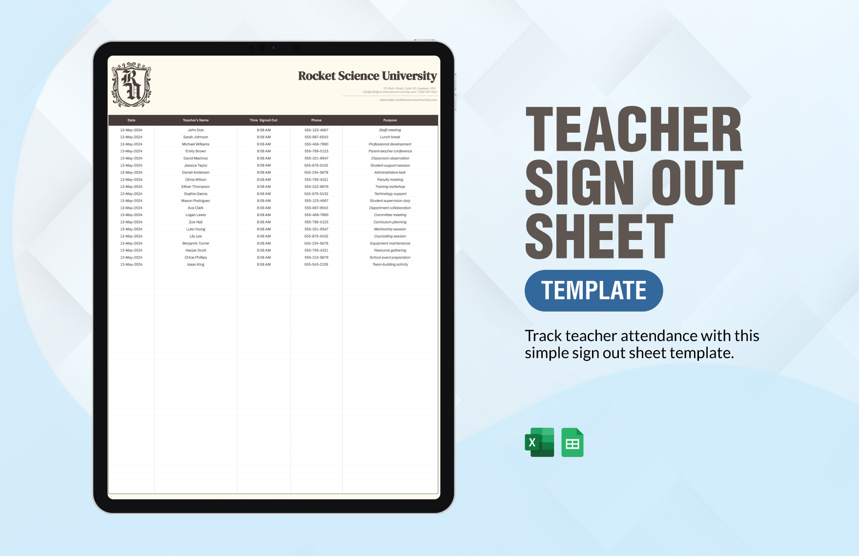Teacher Sign Out Sheet Template Teacher Sign Out Sheet Template