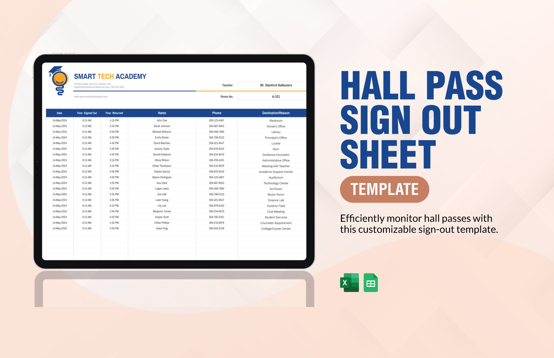 Hall Pass Sign Out Sheet Template Hall Pass Sign Out Sheet Template