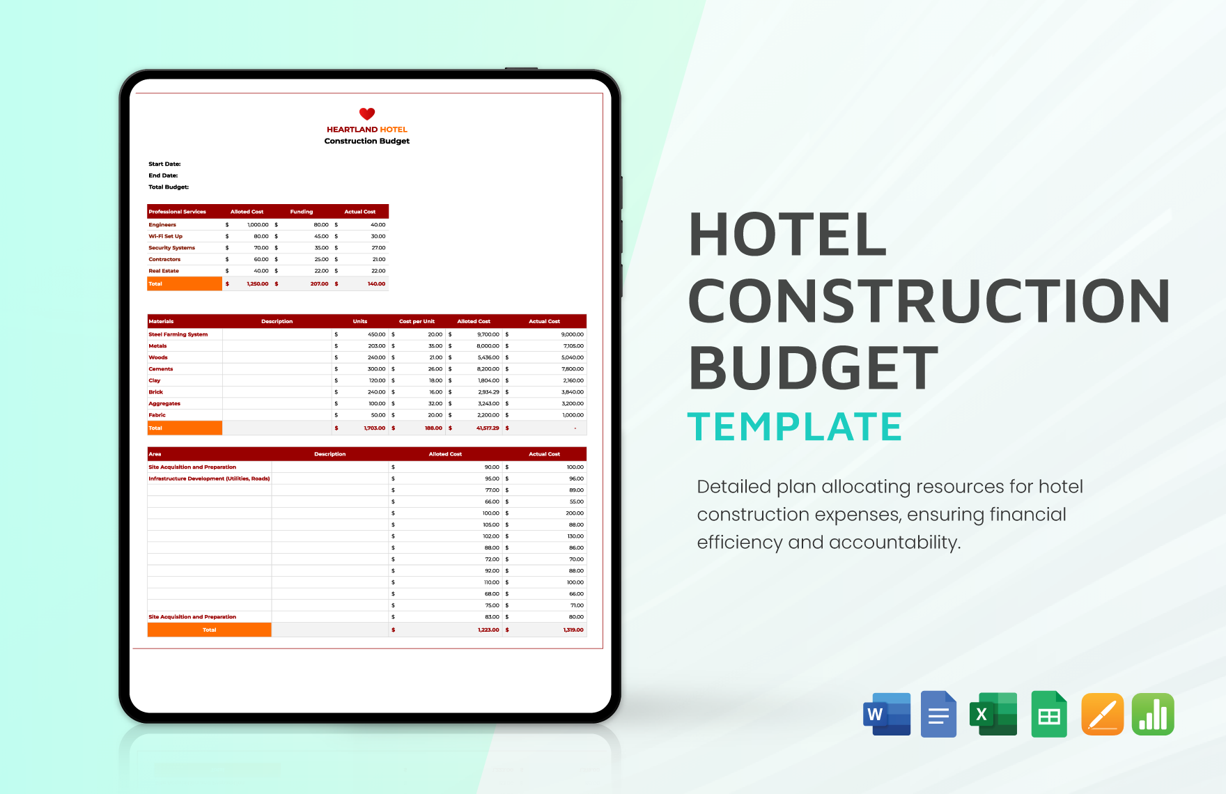 Hotel Construction Budget Template in Google Docs, Word, Pages, Apple Numbers, Excel, Google Sheets - Download | Template.net Hotel Construction Budget Template in Google Docs, Word, Pages, Apple Numbers, Excel, Google Sheets - Download | Template.net