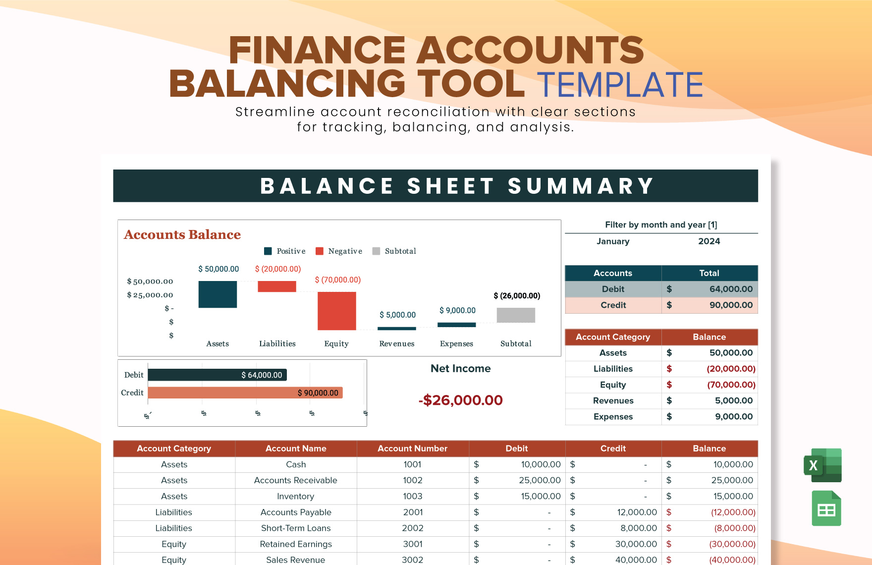 Finance Accounts Balancing Tool Template in Excel, Google Sheets - Download | Template.net Finance Accounts Balancing Tool Template in Excel, Google Sheets - Download | Template.net