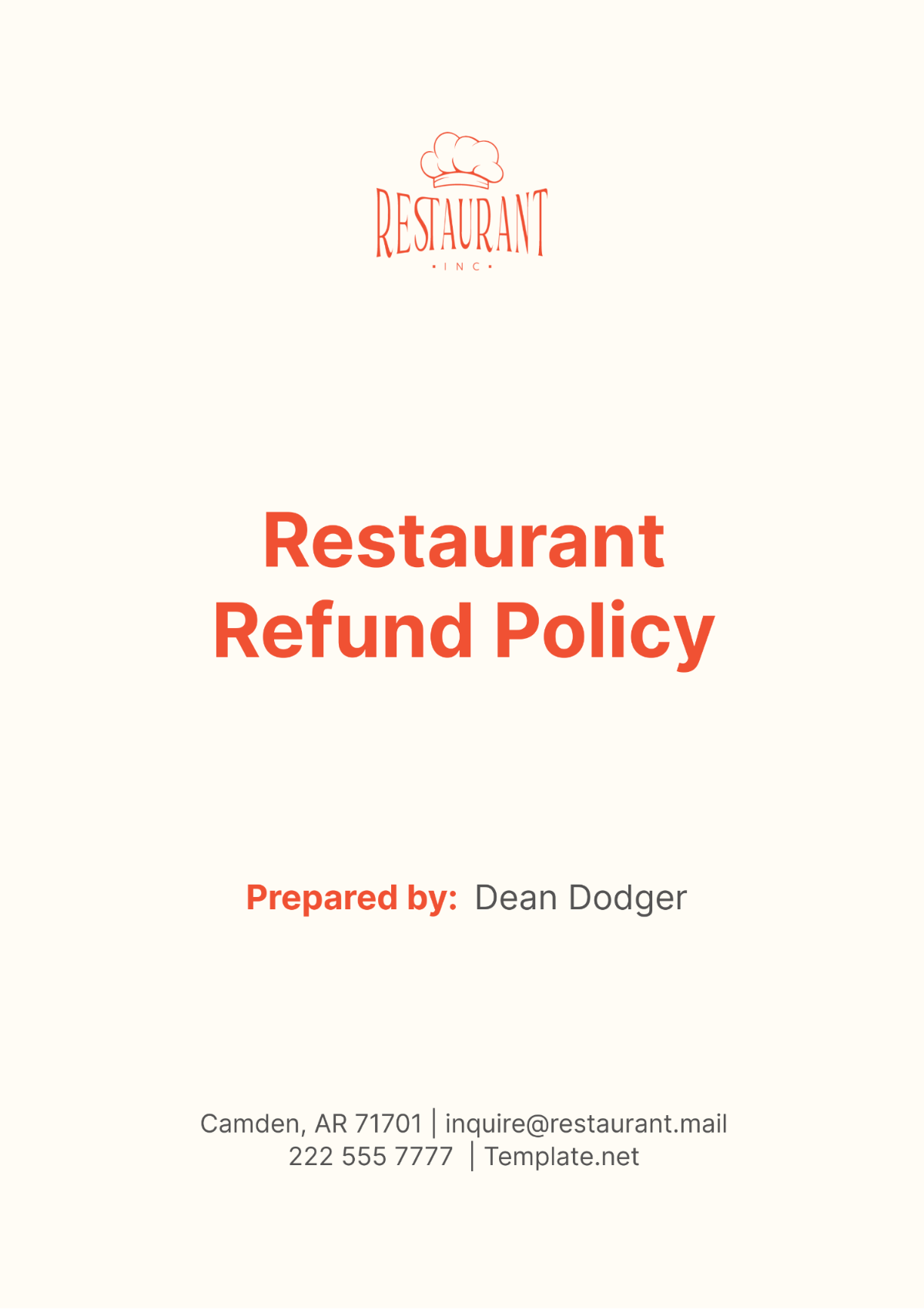 Free Restaurant Refund Policy Template to Edit Online Free Restaurant Refund Policy Template to Edit Online