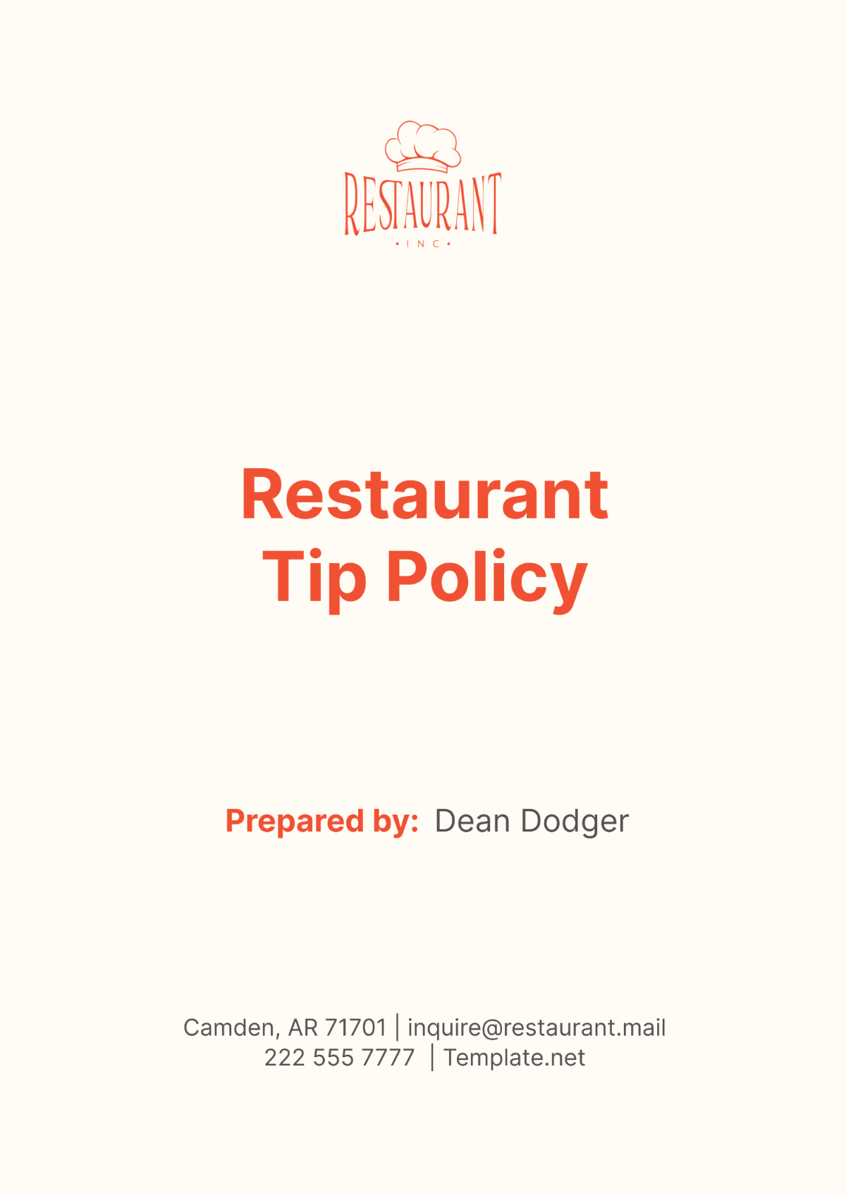 Free Restaurant Tip Policy Template to Edit Online Free Restaurant Tip Policy Template to Edit Online
