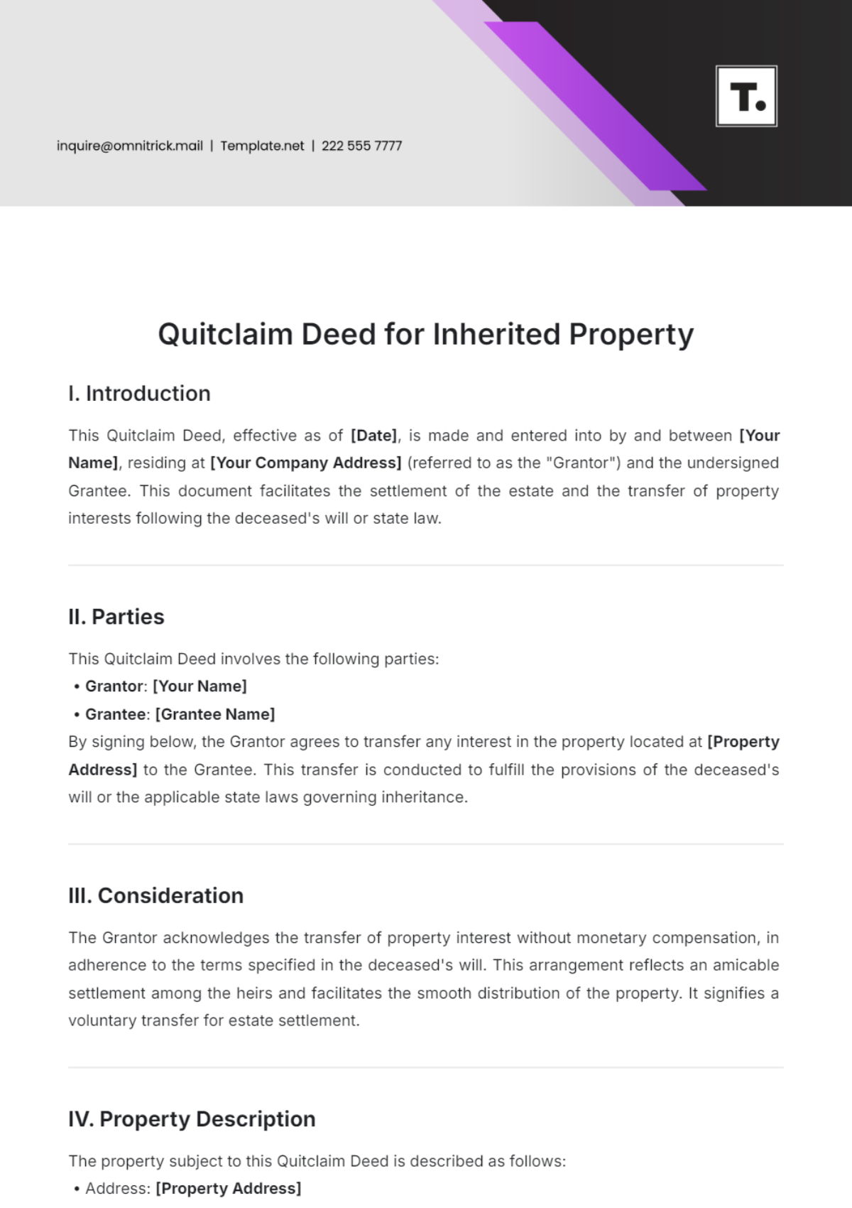 Free Quitclaim Deed For Inherited Property Template to Edit Online Free Quitclaim Deed For Inherited Property Template to Edit Online