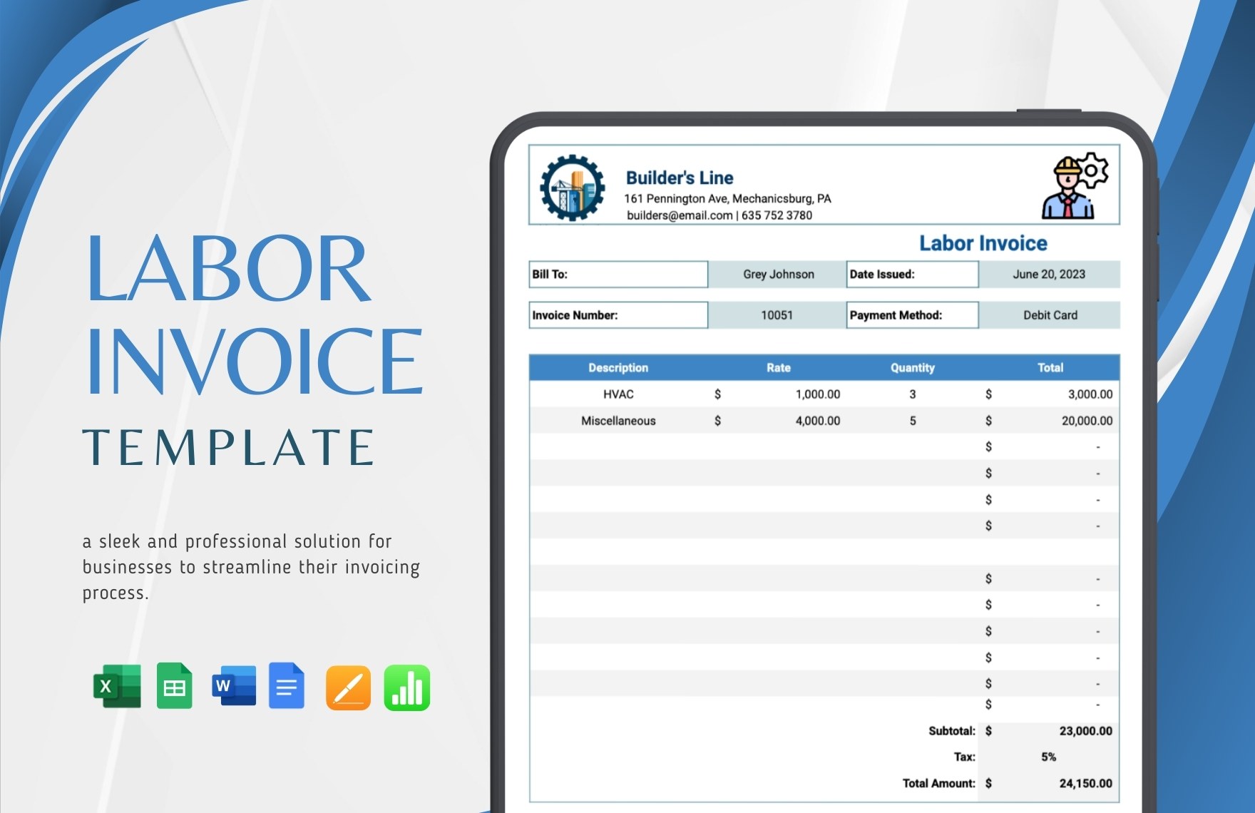 Labor Invoice Template in Google Docs, Apple Pages, Word, Apple Numbers, Excel, Google Sheets - Download | Template.net Labor Invoice Template in Google Docs, Apple Pages, Word, Apple Numbers, Excel, Google Sheets - Download | Template.net