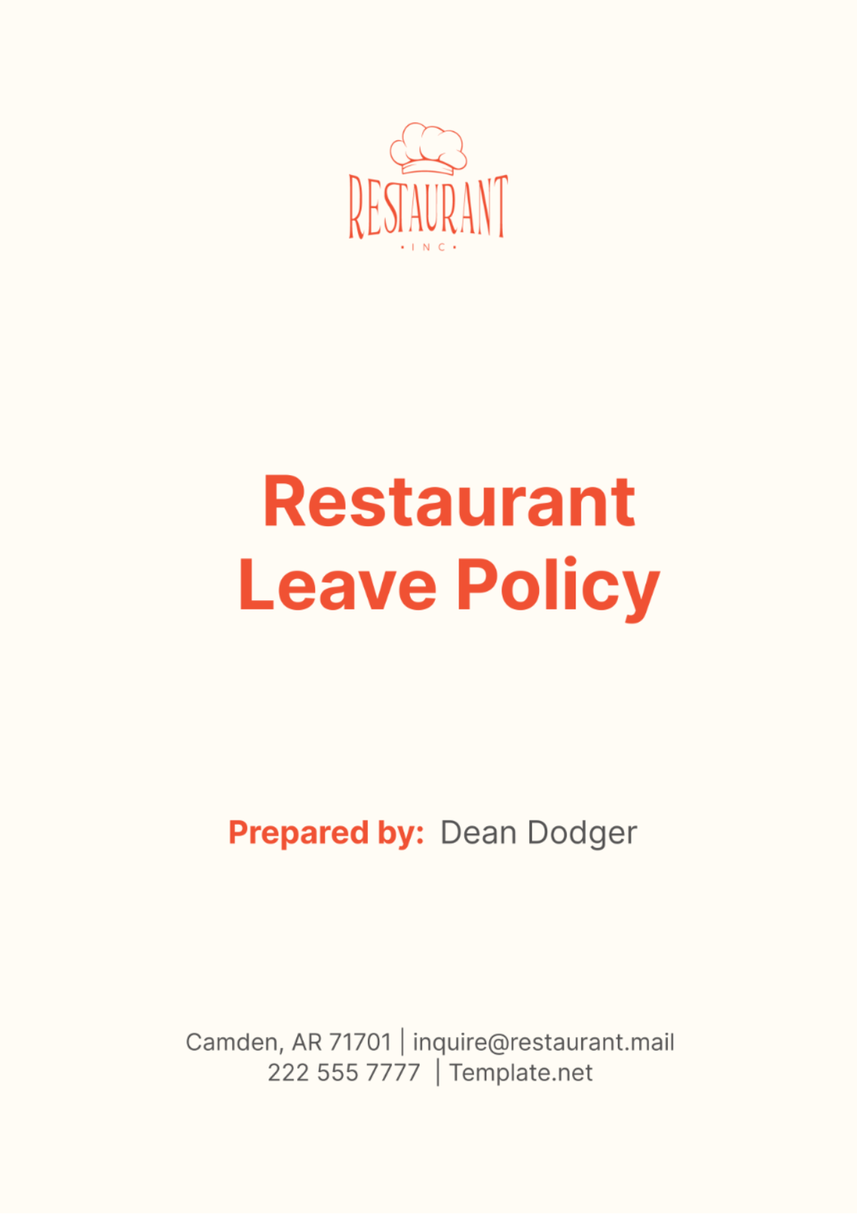 Free Restaurant Leave Policy Template to Edit Online Free Restaurant Leave Policy Template to Edit Online