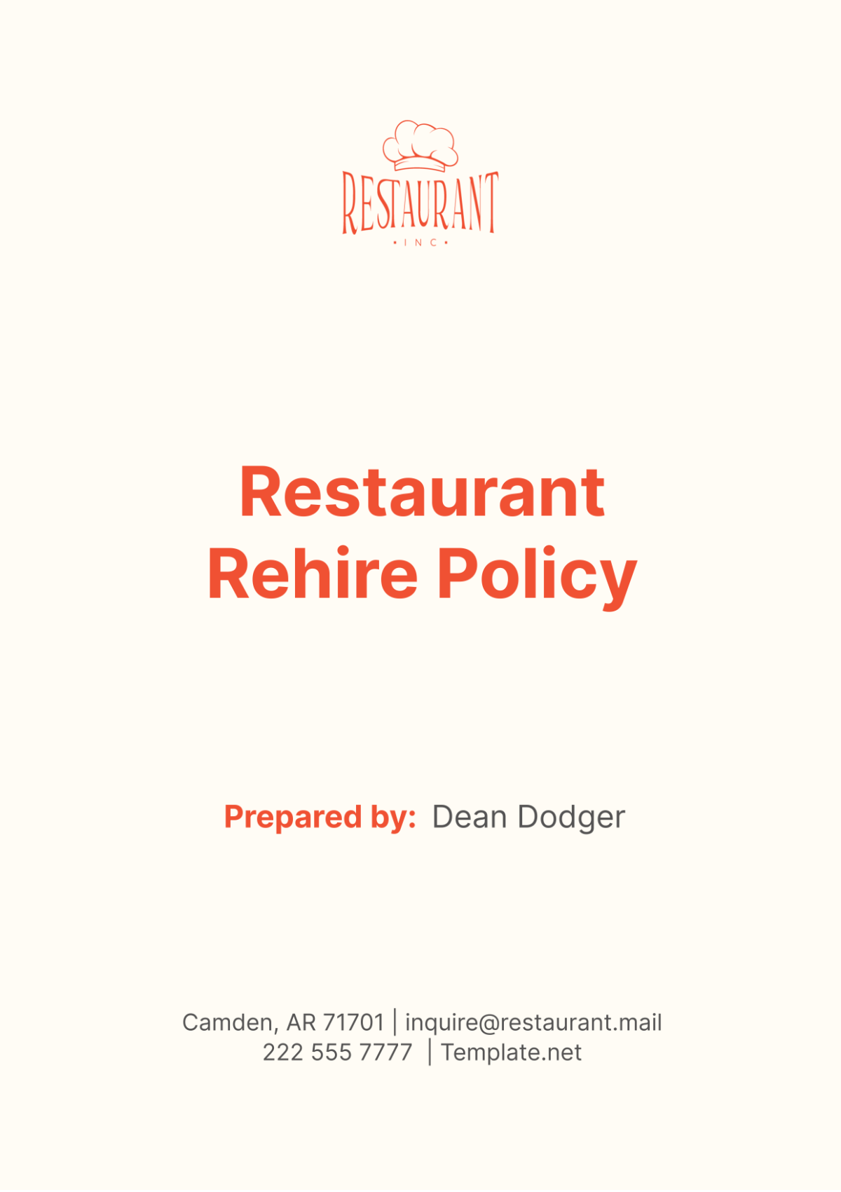 Free Restaurant Rehire Policy Template to Edit Online Free Restaurant Rehire Policy Template to Edit Online