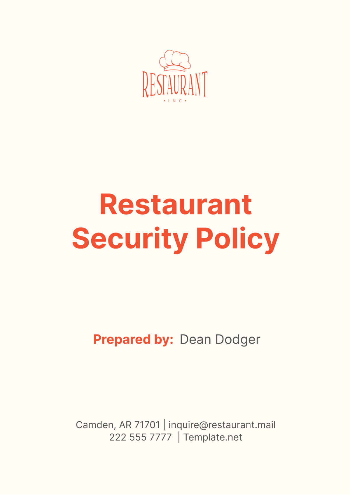 Free Restaurant Security Policy Template to Edit Online Free Restaurant Security Policy Template to Edit Online