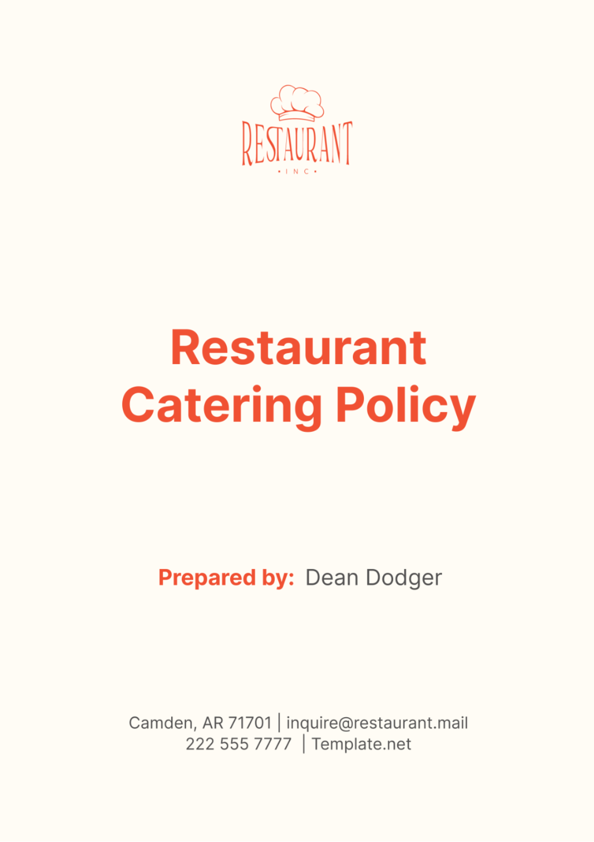 Free Restaurant Catering Policy Template to Edit Online Free Restaurant Catering Policy Template to Edit Online