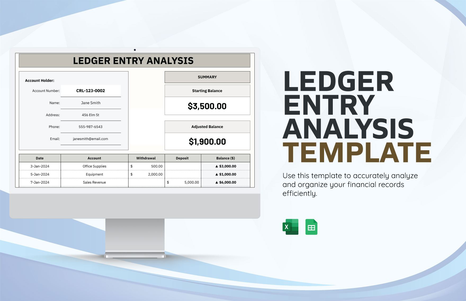 Ledger Entry Analysis Template in Excel, Google Sheets - Download | Template.net Ledger Entry Analysis Template in Excel, Google Sheets - Download | Template.net