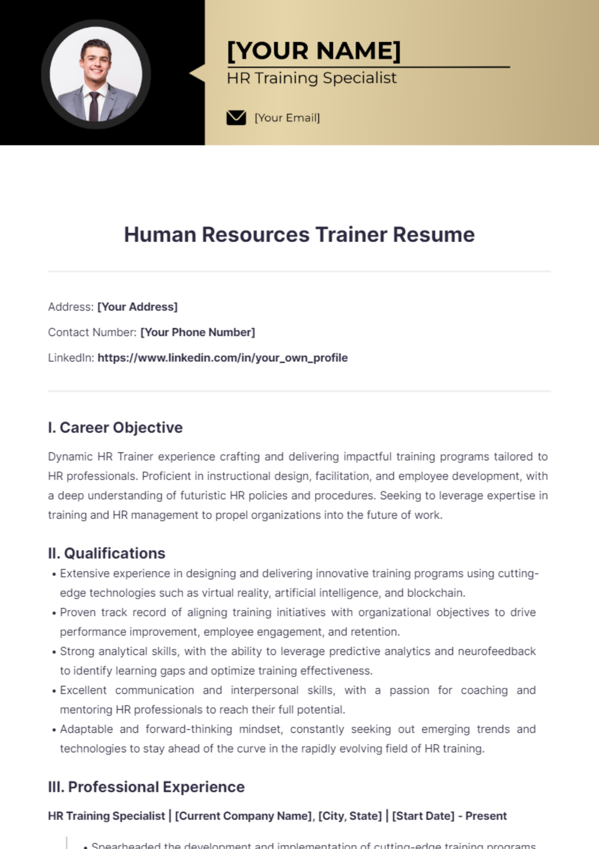 Free Human Resources Trainer Resume to Edit Online Free Human Resources Trainer Resume to Edit Online