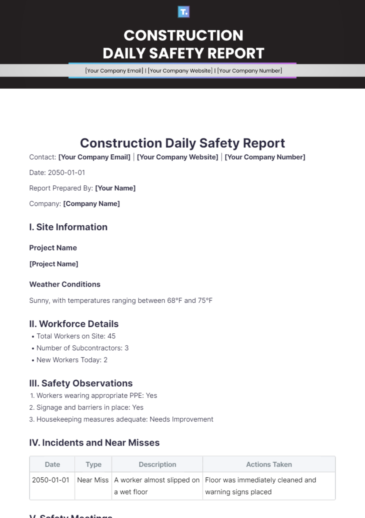 Free Construction Daily Safety Report Template to Edit Online Free Construction Daily Safety Report Template to Edit Online