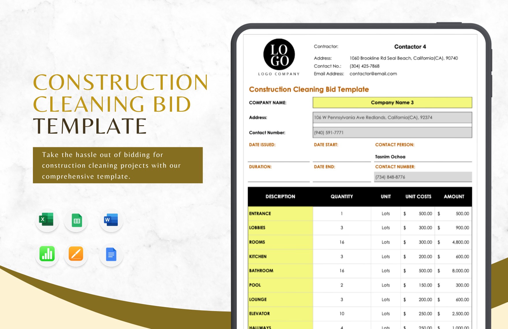 Construction Cleaning Bid Template Construction Cleaning Bid Template