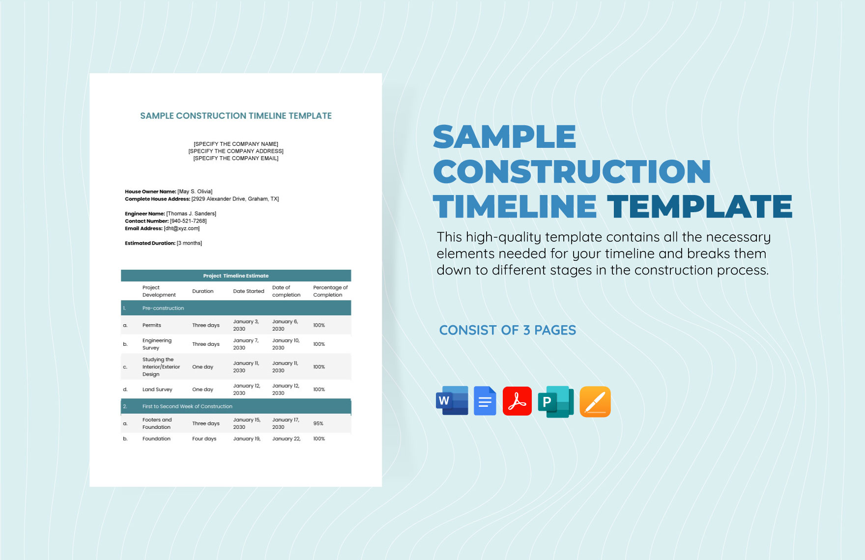 Sample Construction Timeline Template Sample Construction Timeline Template