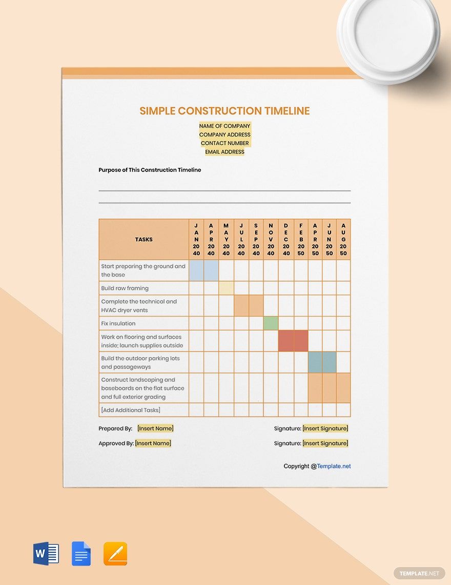 Simple Construction Timeline Template Simple Construction Timeline Template