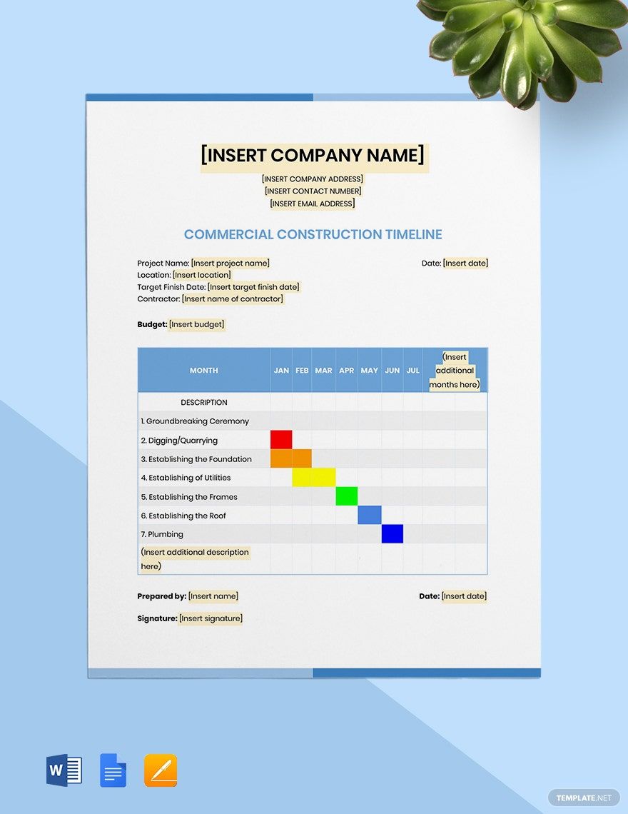 Commercial Construction Timeline Template Commercial Construction Timeline Template