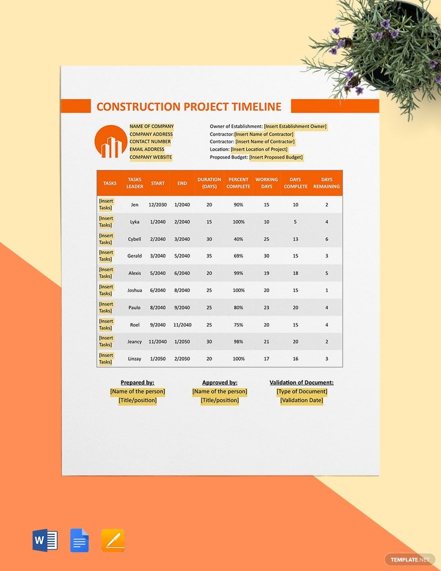 Construction Project Timeline Template Construction Project Timeline Template