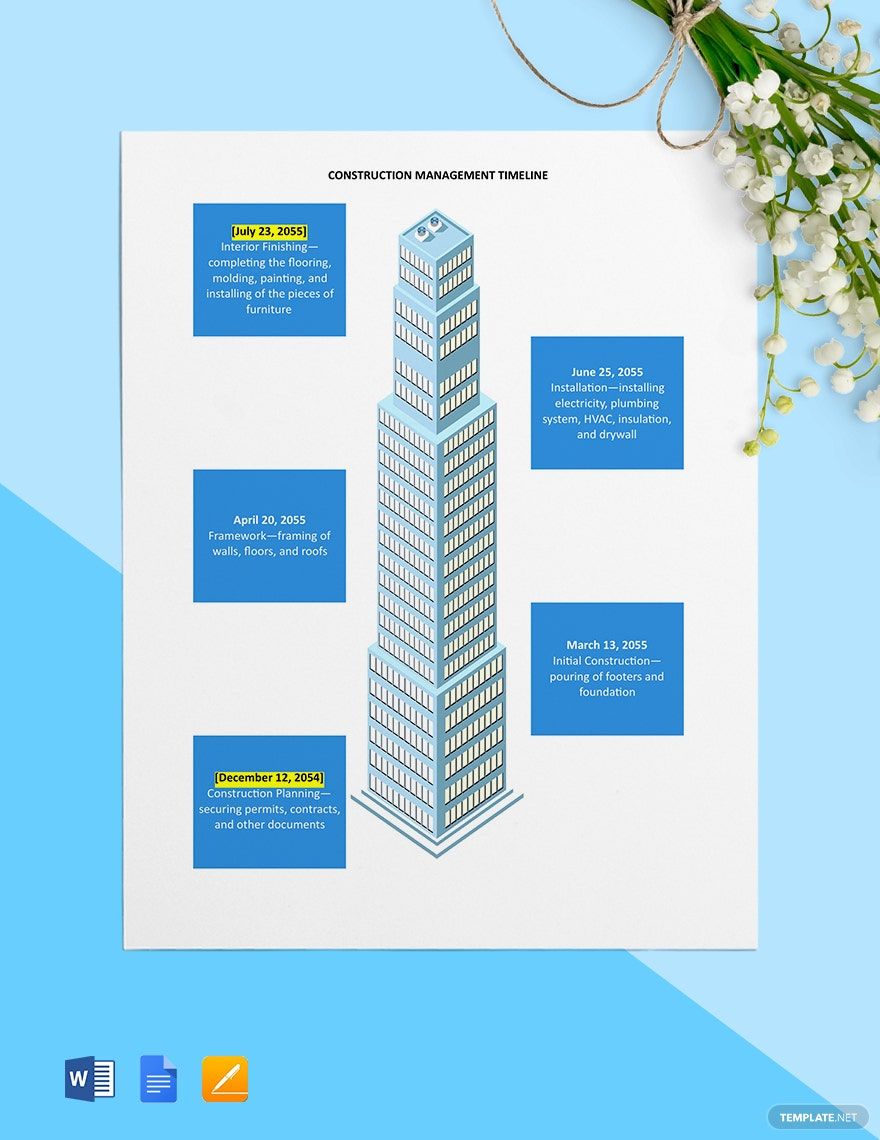 Construction Management Timeline Template Construction Management Timeline Template
