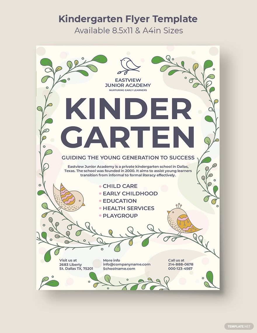 Kindergarten Promotion Flyer Template in Word, Pages, InDesign, PSD, Illustrator, Publisher, Google Docs - Download | Template.net Kindergarten Promotion Flyer Template in Word, Pages, InDesign, PSD, Illustrator, Publisher, Google Docs - Download | Template.net