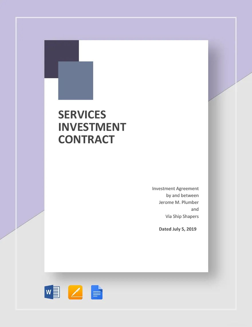 Services Investment contract Template Services Investment contract Template