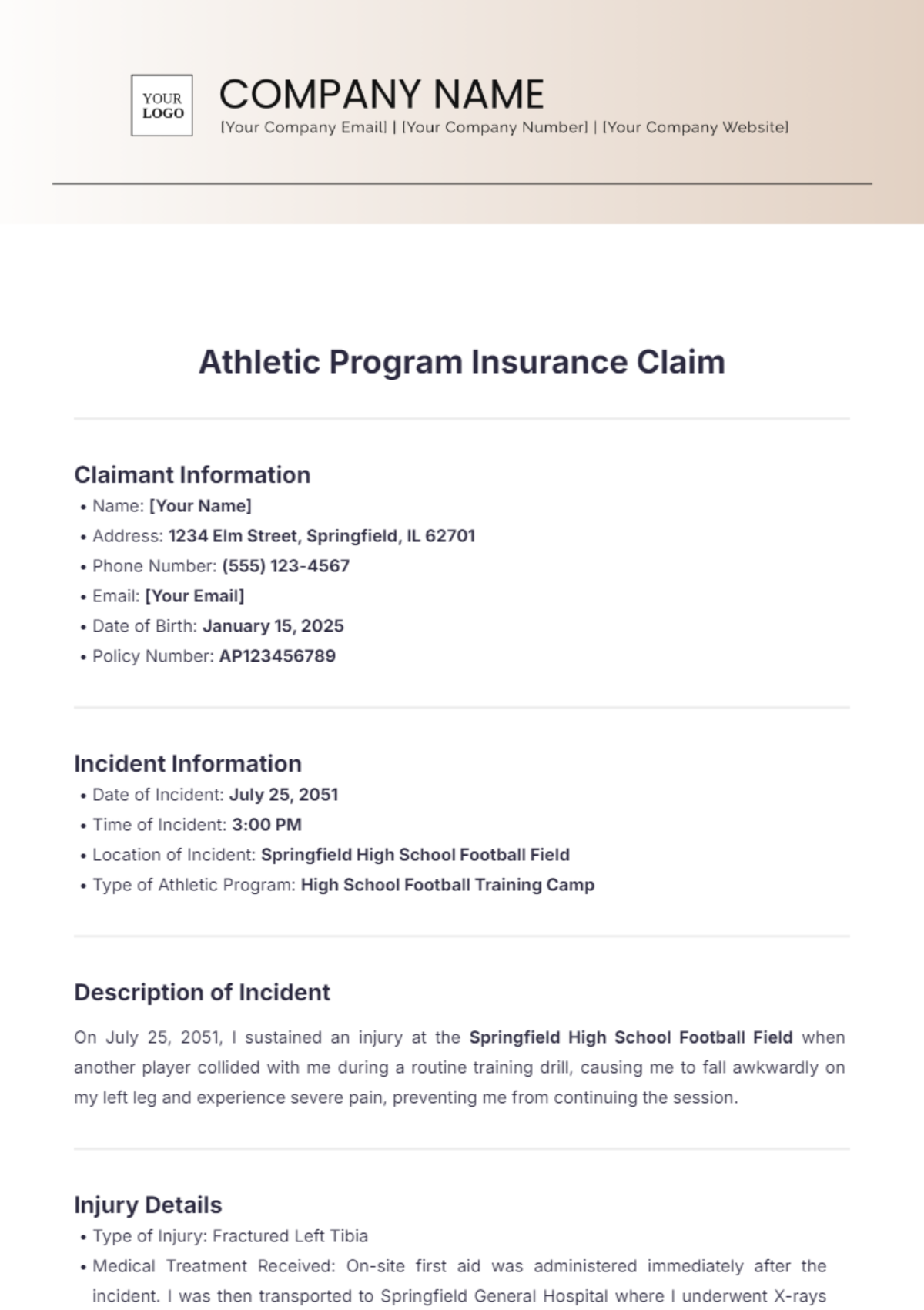 Free Athletic Program Insurance Claim Template to Edit Online Free Athletic Program Insurance Claim Template to Edit Online