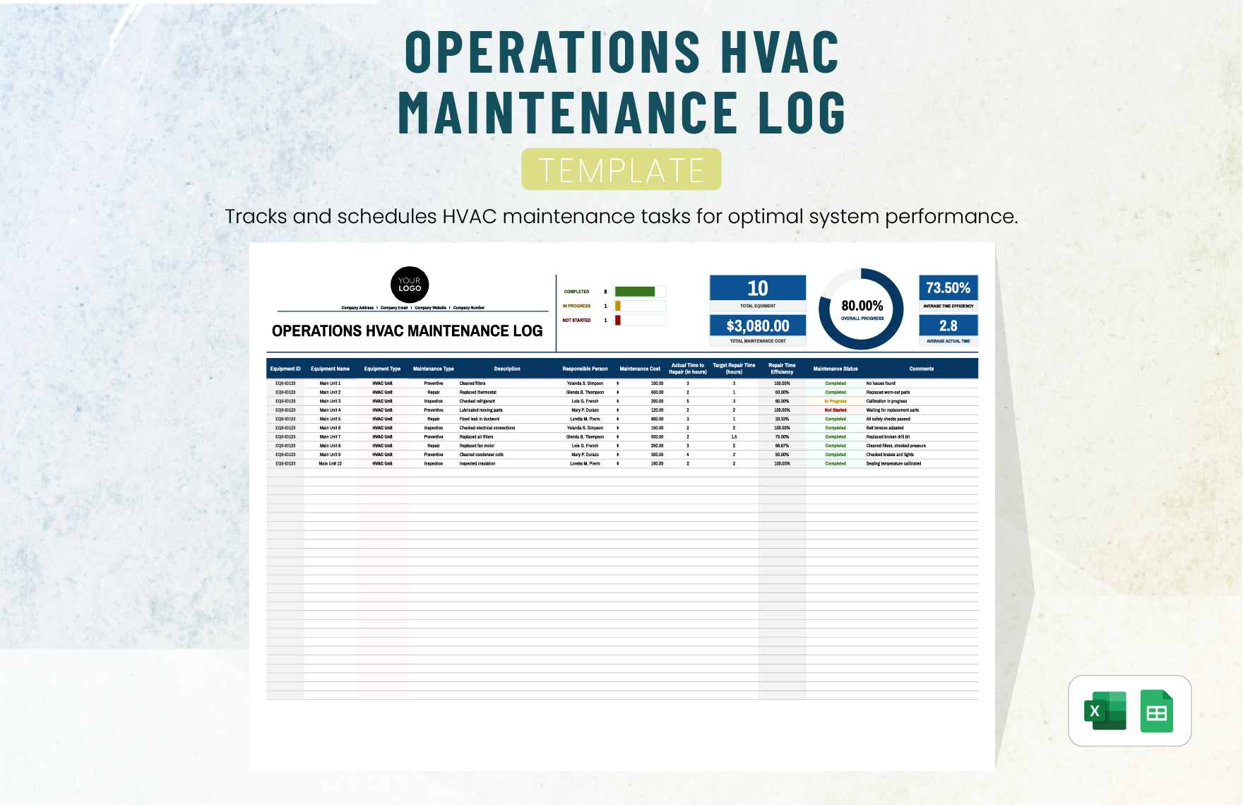 Operations HVAC Maintenance Log Template Operations HVAC Maintenance Log Template