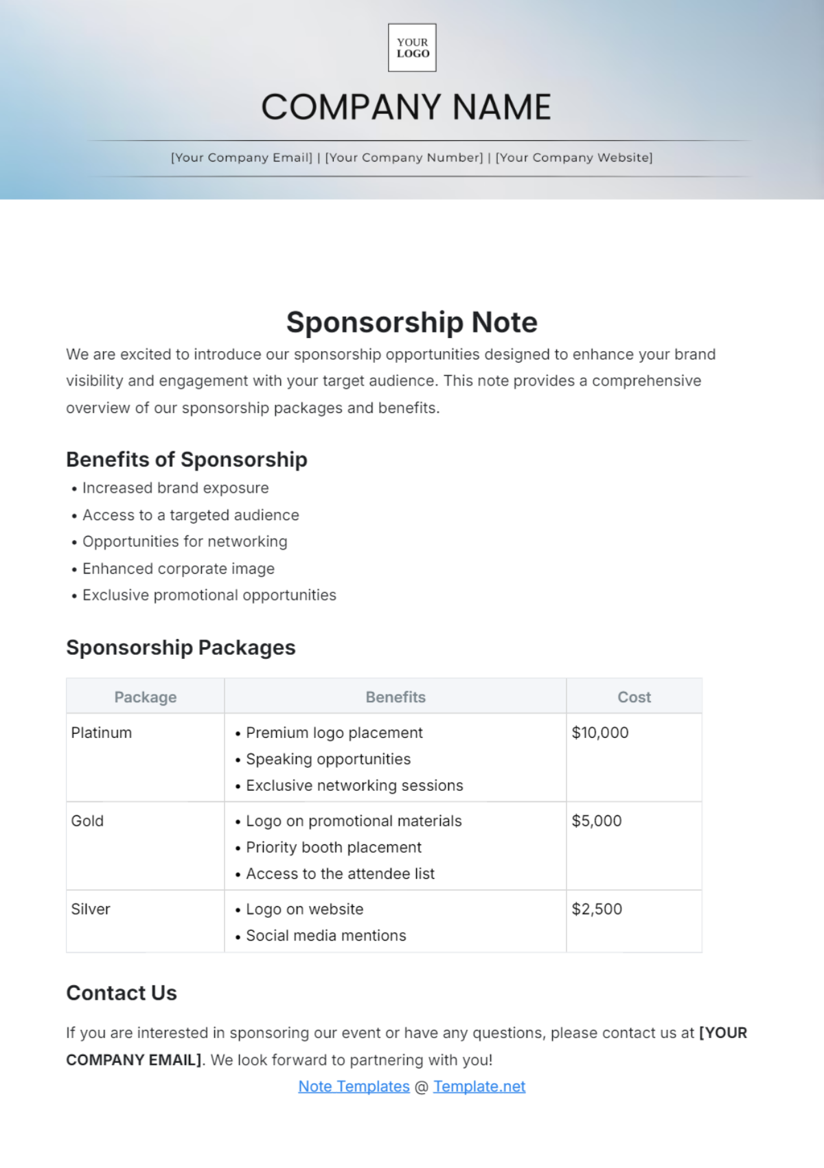Free Sponsorship Note Template to Edit Online Free Sponsorship Note Template to Edit Online