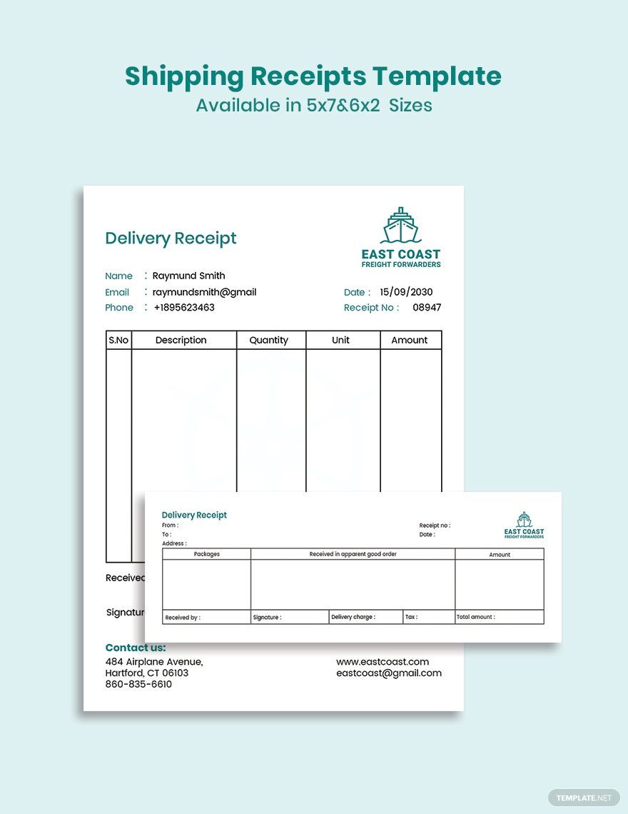 Shipping Receipt Template in Google Docs, Google Sheets, Word, Excel - Download | Template.net Shipping Receipt Template in Google Docs, Google Sheets, Word, Excel - Download | Template.net