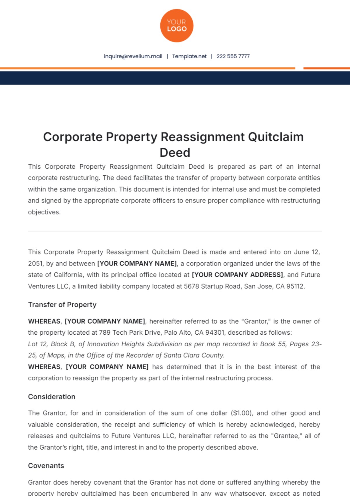 Free Corporate Property Reassignment Quitclaim Deed Template to Edit Online Free Corporate Property Reassignment Quitclaim Deed Template to Edit Online