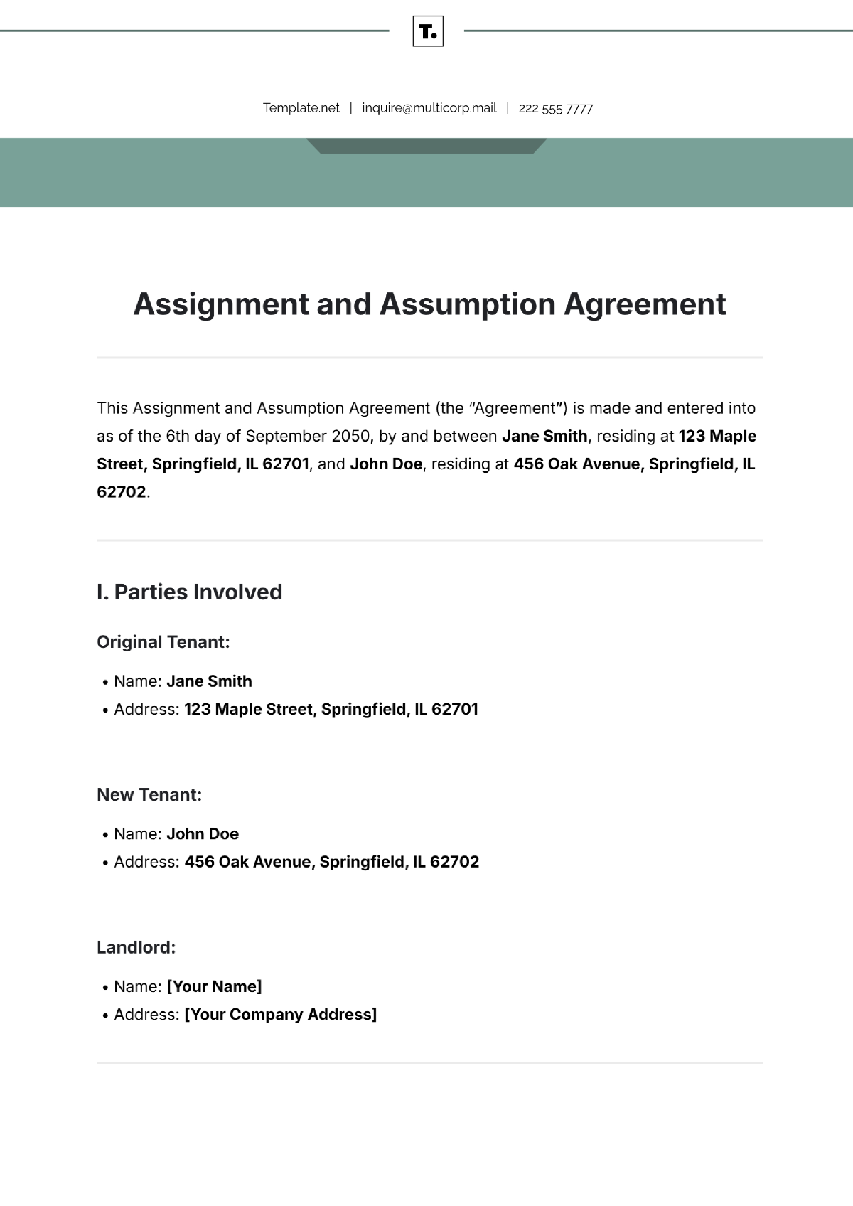 Free Assignment and Assumption Agreement Template to Edit Online | Template.net Free Assignment and Assumption Agreement Template to Edit Online | Template.net