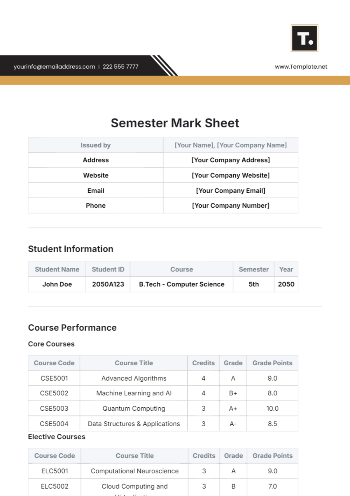 Free Semester Mark Sheet Template to Edit Online Free Semester Mark Sheet Template to Edit Online
