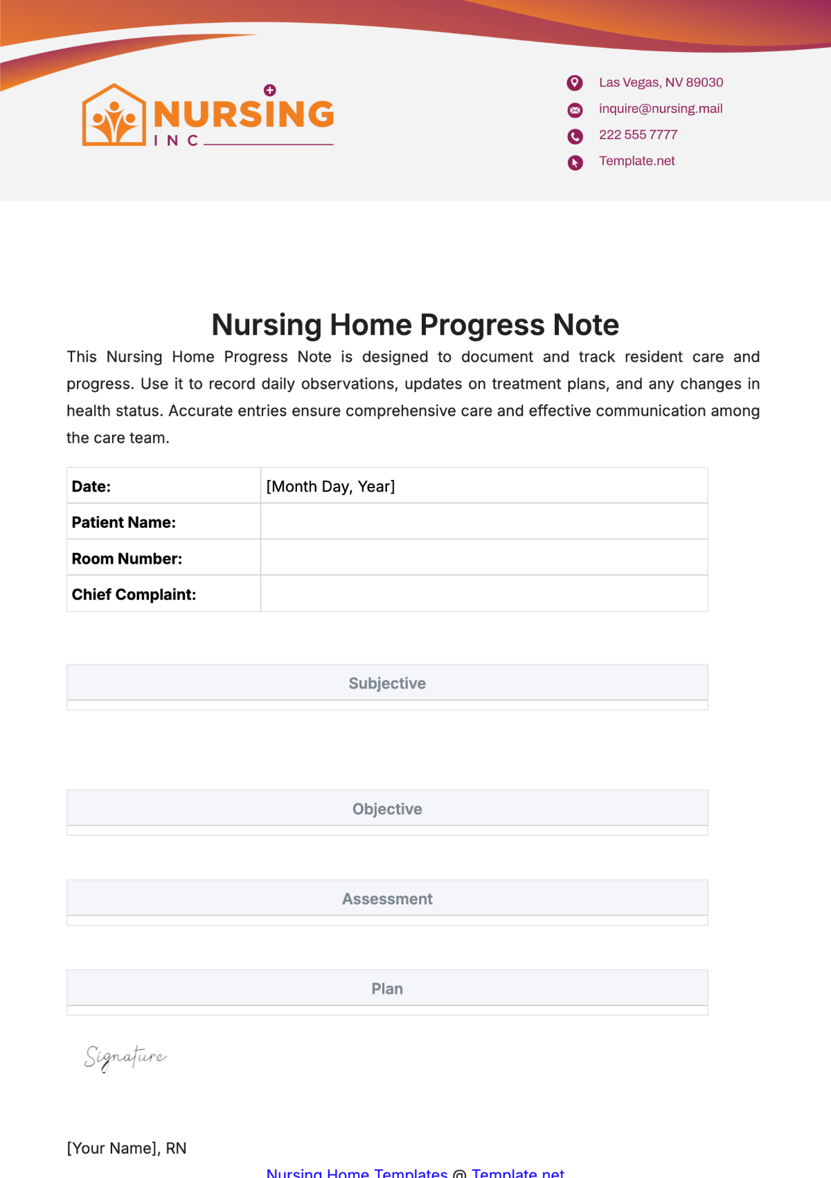 Free Nursing Home Progress Note Template to Edit Online Free Nursing Home Progress Note Template to Edit Online