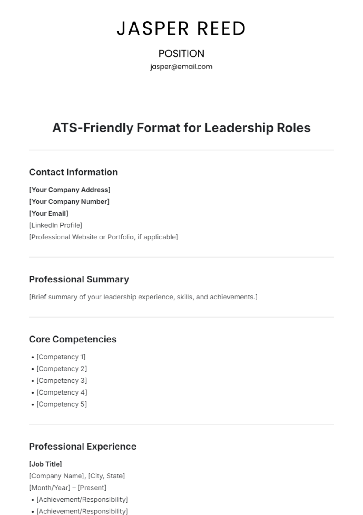 Free ATS-Friendly Format for Leadership Roles Template to Edit Online Free ATS-Friendly Format for Leadership Roles Template to Edit Online