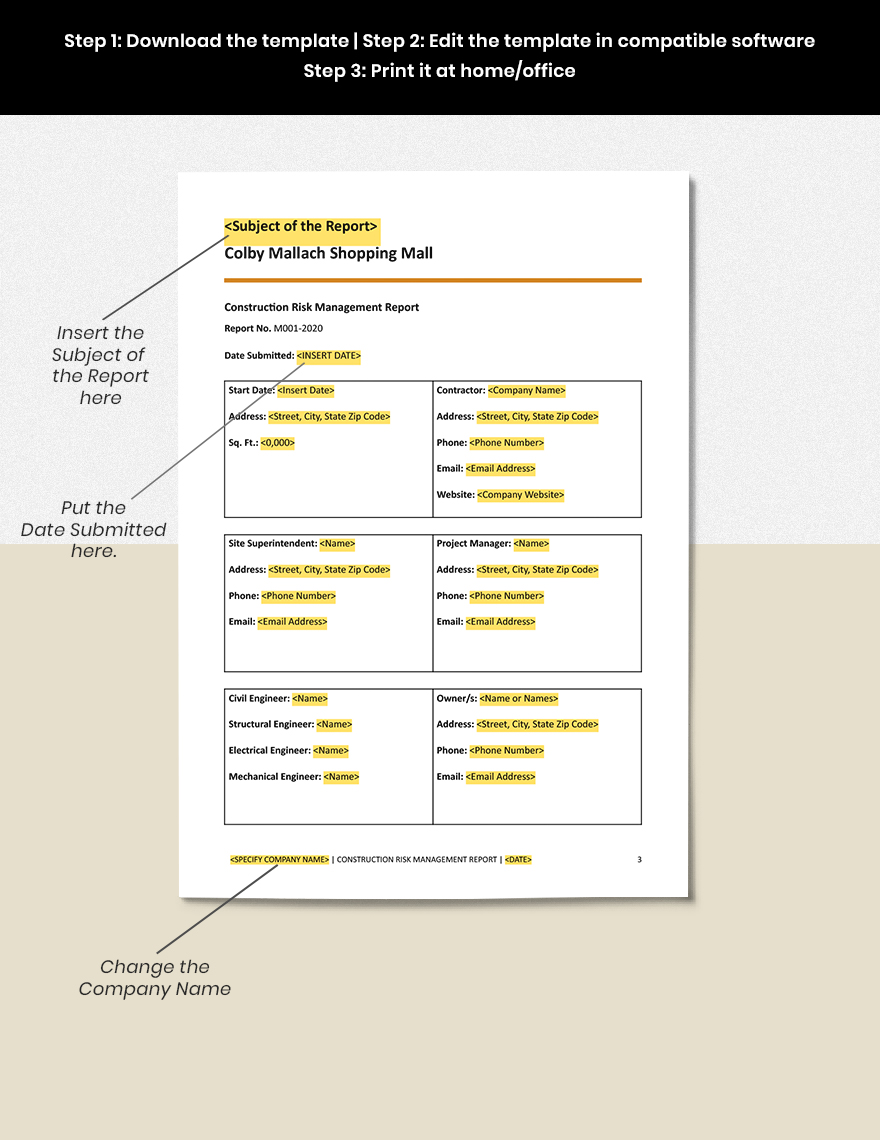 Construction Risk Management Report Template