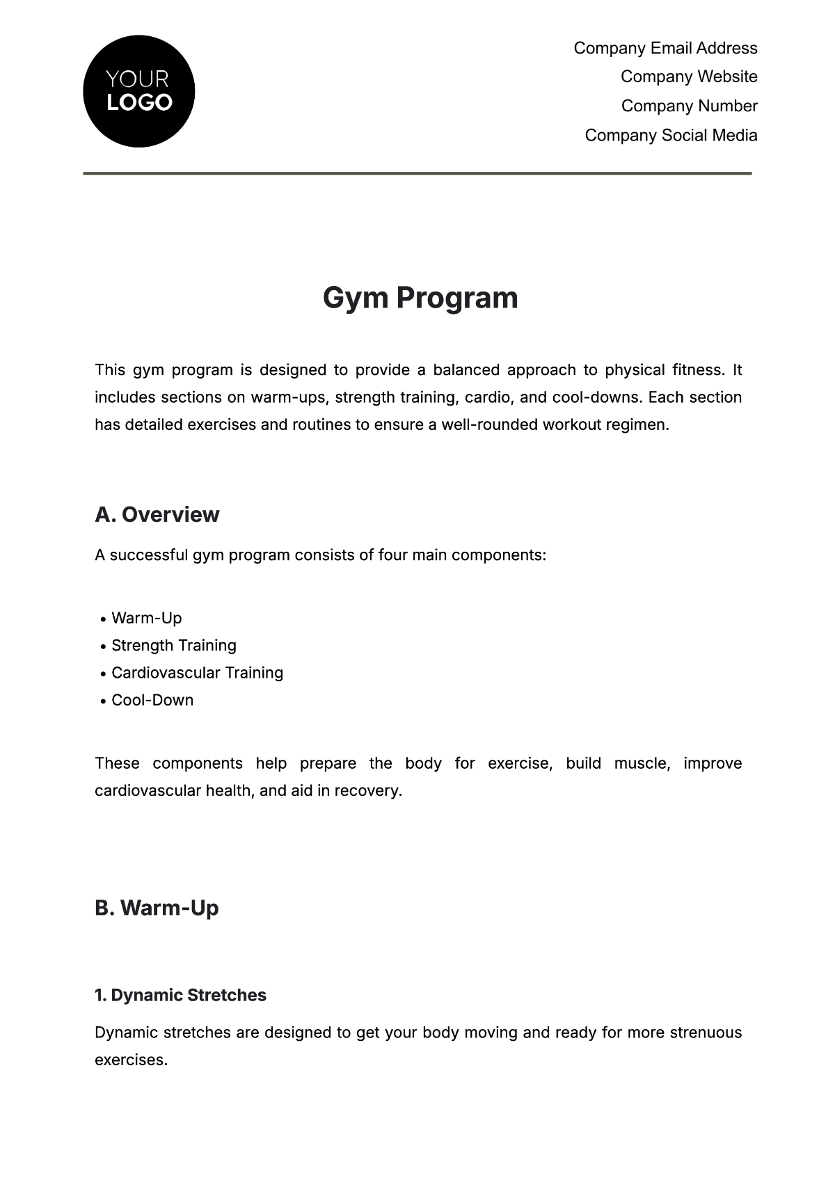 Free Gym Program Template to Edit Online Free Gym Program Template to Edit Online
