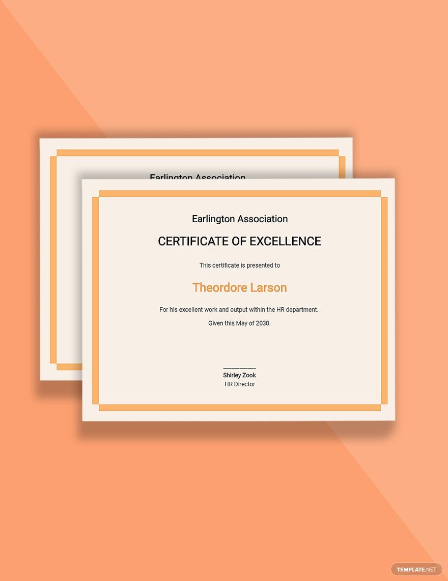 HR Excellence Certificate Template in Google Docs, Word, Pages, Illustrator - Download | Template.net HR Excellence Certificate Template in Google Docs, Word, Pages, Illustrator - Download | Template.net
