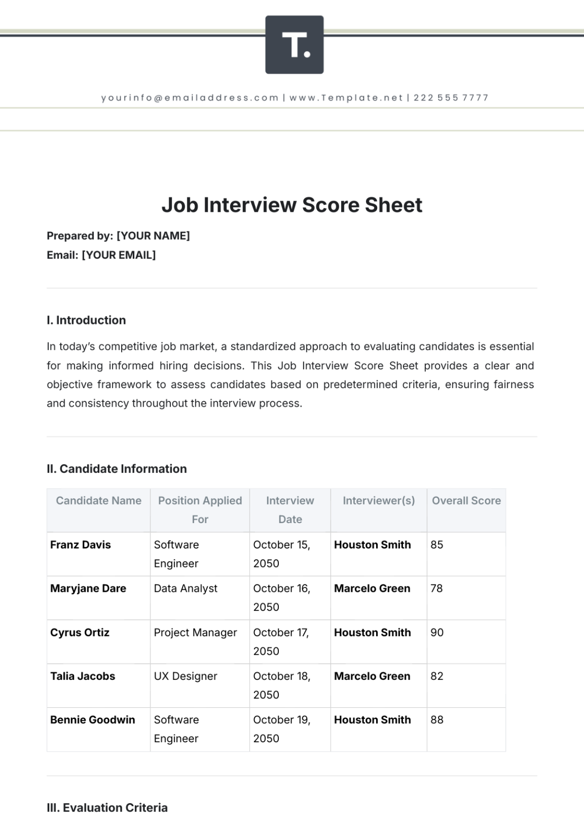 Free Job Interview Score Sheet Template to Edit Online Free Job Interview Score Sheet Template to Edit Online