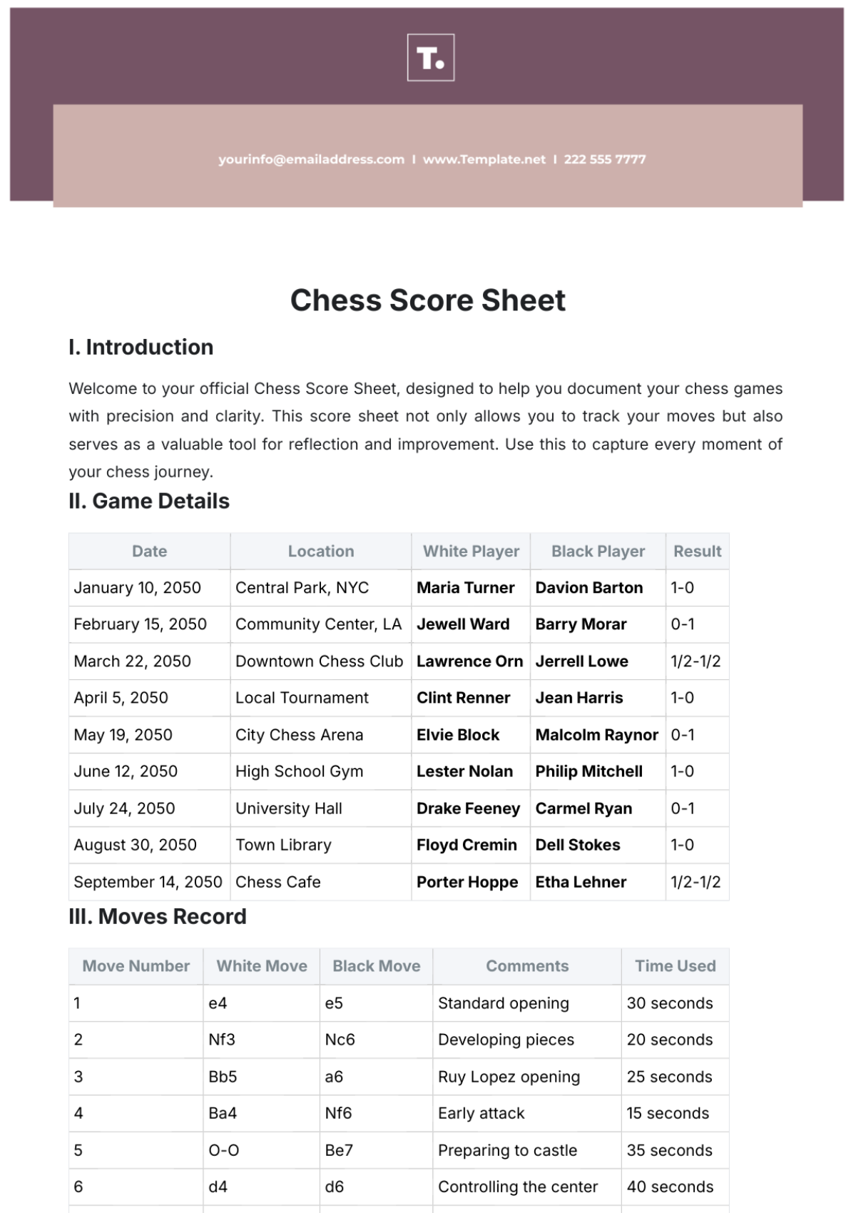 Free Chess Score Sheet Template to Edit Online Free Chess Score Sheet Template to Edit Online