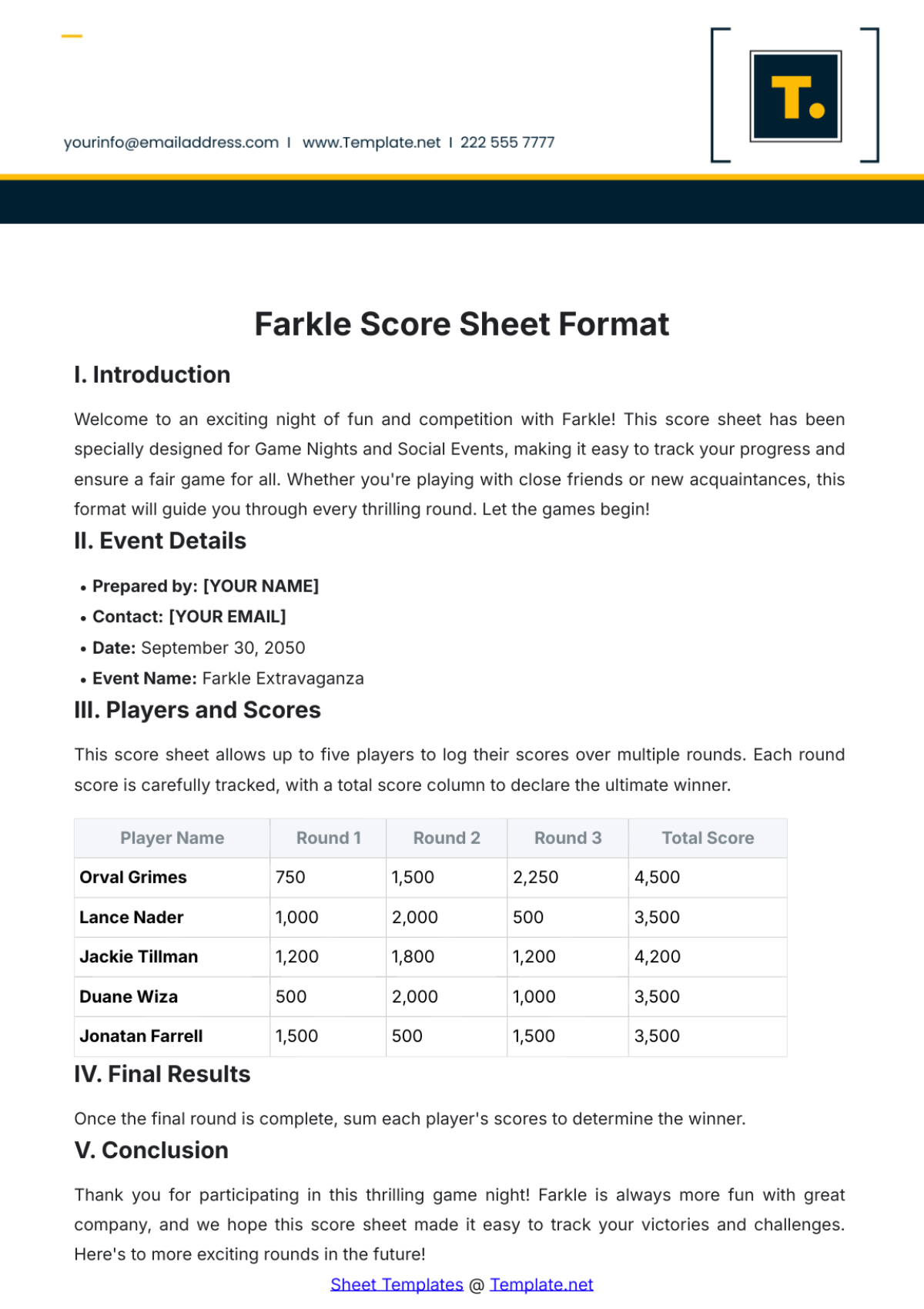Free Farkle Score Sheet Format Template to Edit Online Free Farkle Score Sheet Format Template to Edit Online