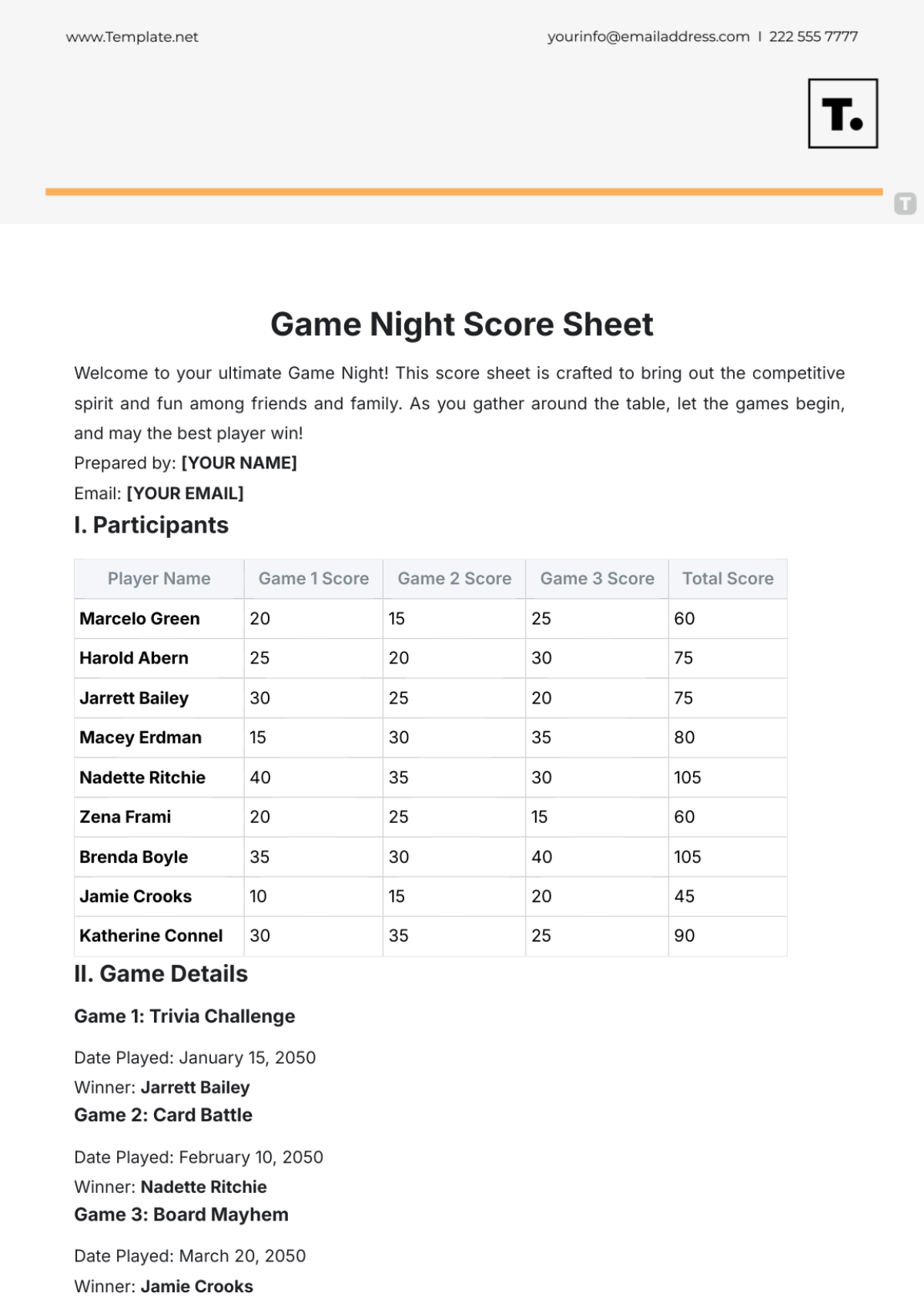 Game Night Score Sheet Template - Download | Template.net Game Night Score Sheet Template - Download | Template.net