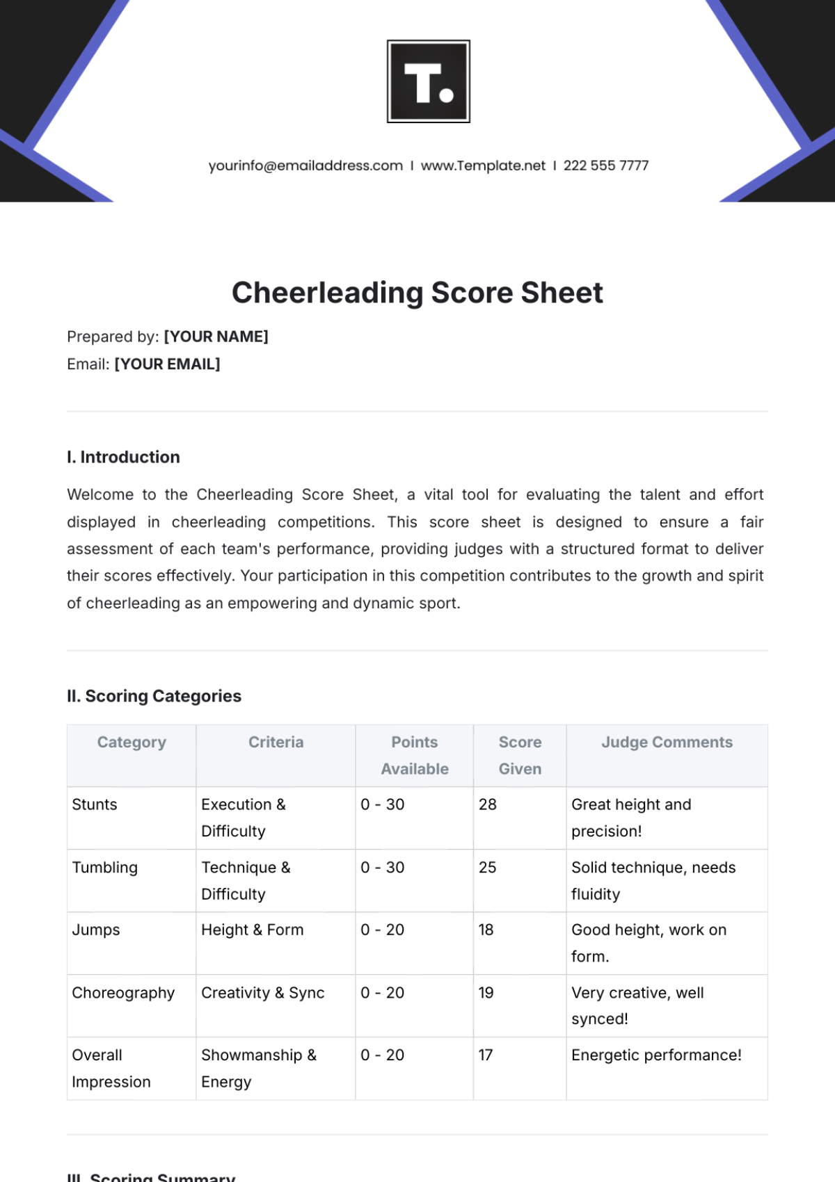 Free Cheerleading Score Sheet Template to Edit Online Free Cheerleading Score Sheet Template to Edit Online