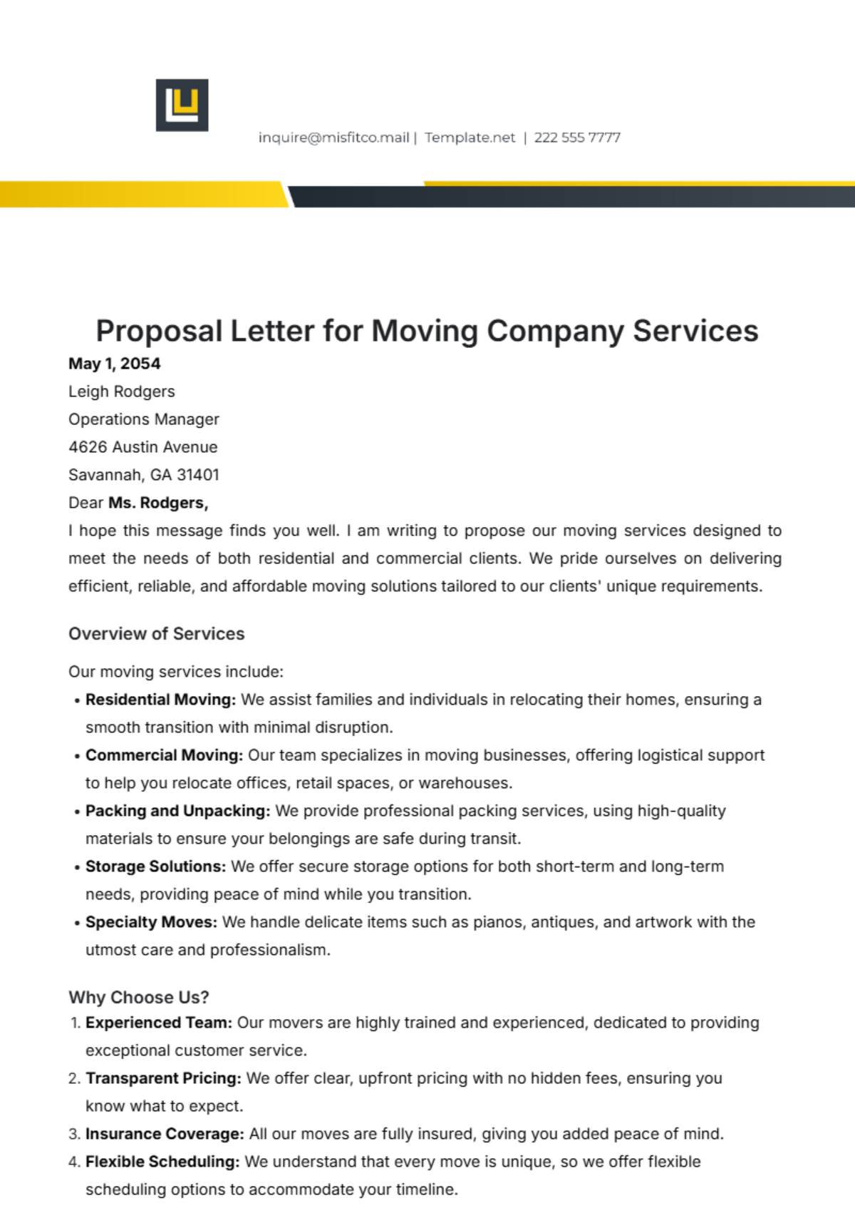 Free Proposal Letter for Moving Company Services Template to Edit Online Free Proposal Letter for Moving Company Services Template to Edit Online