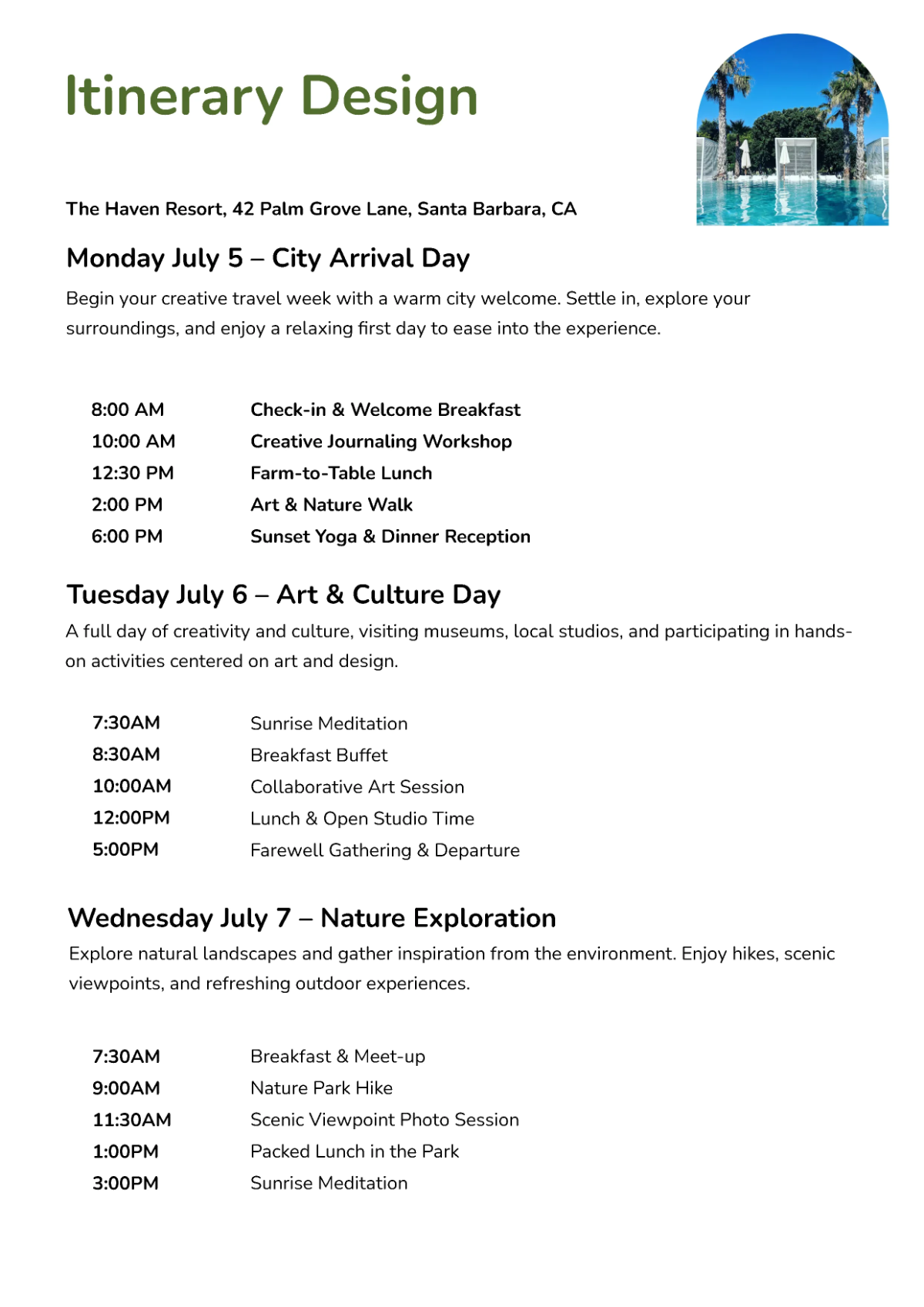 Free Itinerary Design Template to Edit Online Free Itinerary Design Template to Edit Online