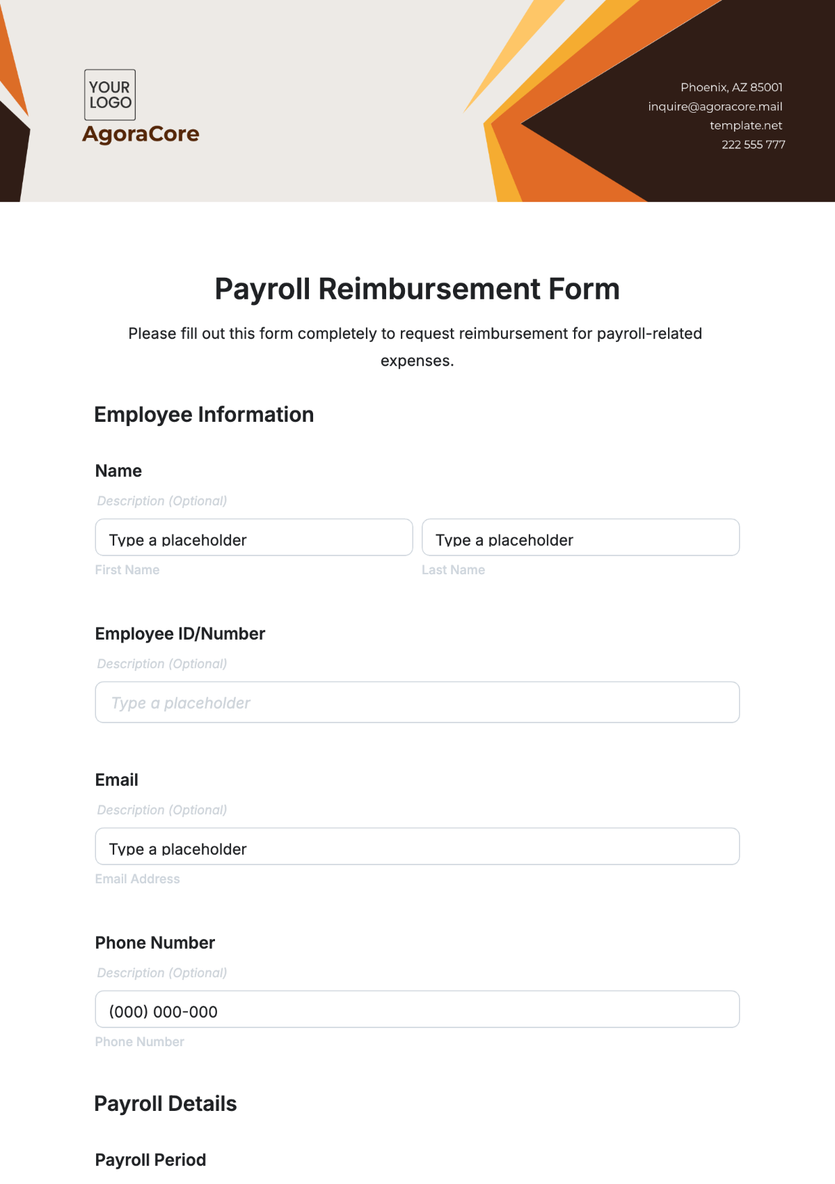 Free Payroll Reimbursement Form Template to Edit Online Free Payroll Reimbursement Form Template to Edit Online