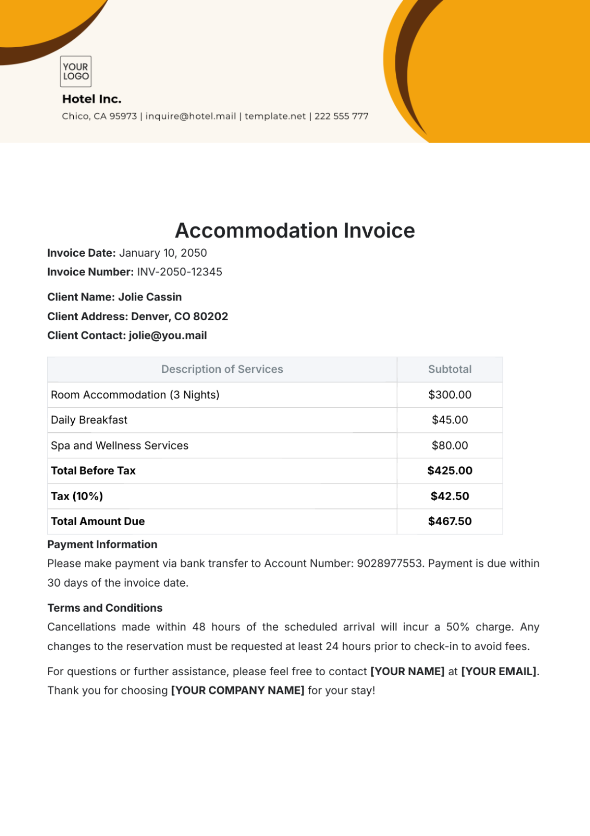 Free Accommodation Invoice Template to Edit Online Free Accommodation Invoice Template to Edit Online