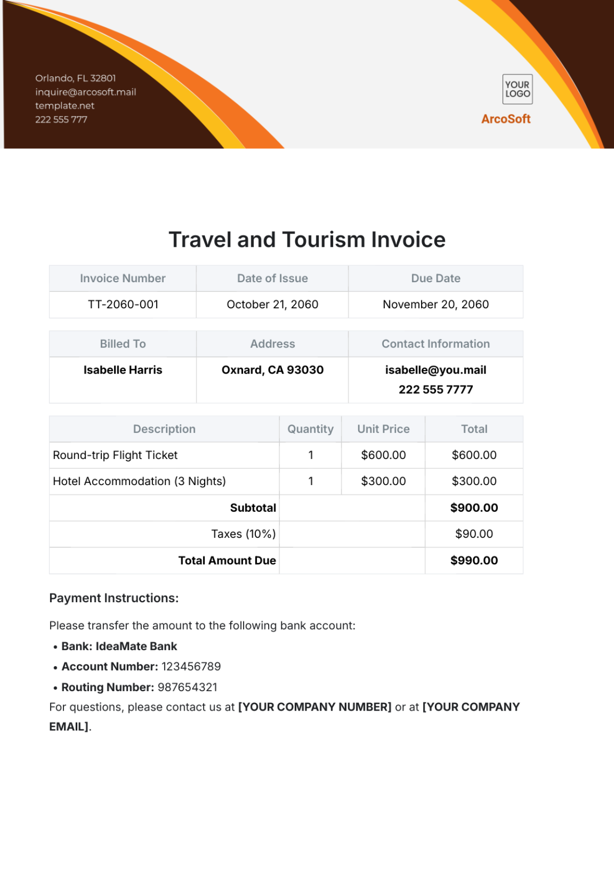 Free Travel and Tourism Invoice Template to Edit Online Free Travel and Tourism Invoice Template to Edit Online