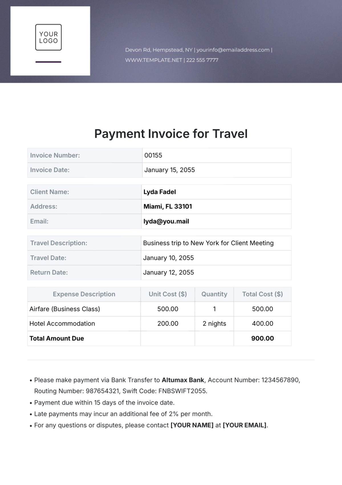 Free Payment Invoice Template for Travel to Edit Online Free Payment Invoice Template for Travel to Edit Online