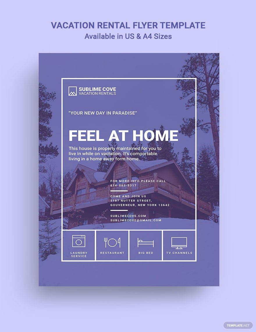 Modern Vacation Rental Flyer Template in Illustrator, Pages, Word, Publisher, PSD, InDesign - Download | Template.net Modern Vacation Rental Flyer Template in Illustrator, Pages, Word, Publisher, PSD, InDesign - Download | Template.net