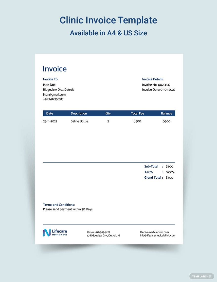 Simple Clinic Invoice Template Simple Clinic Invoice Template