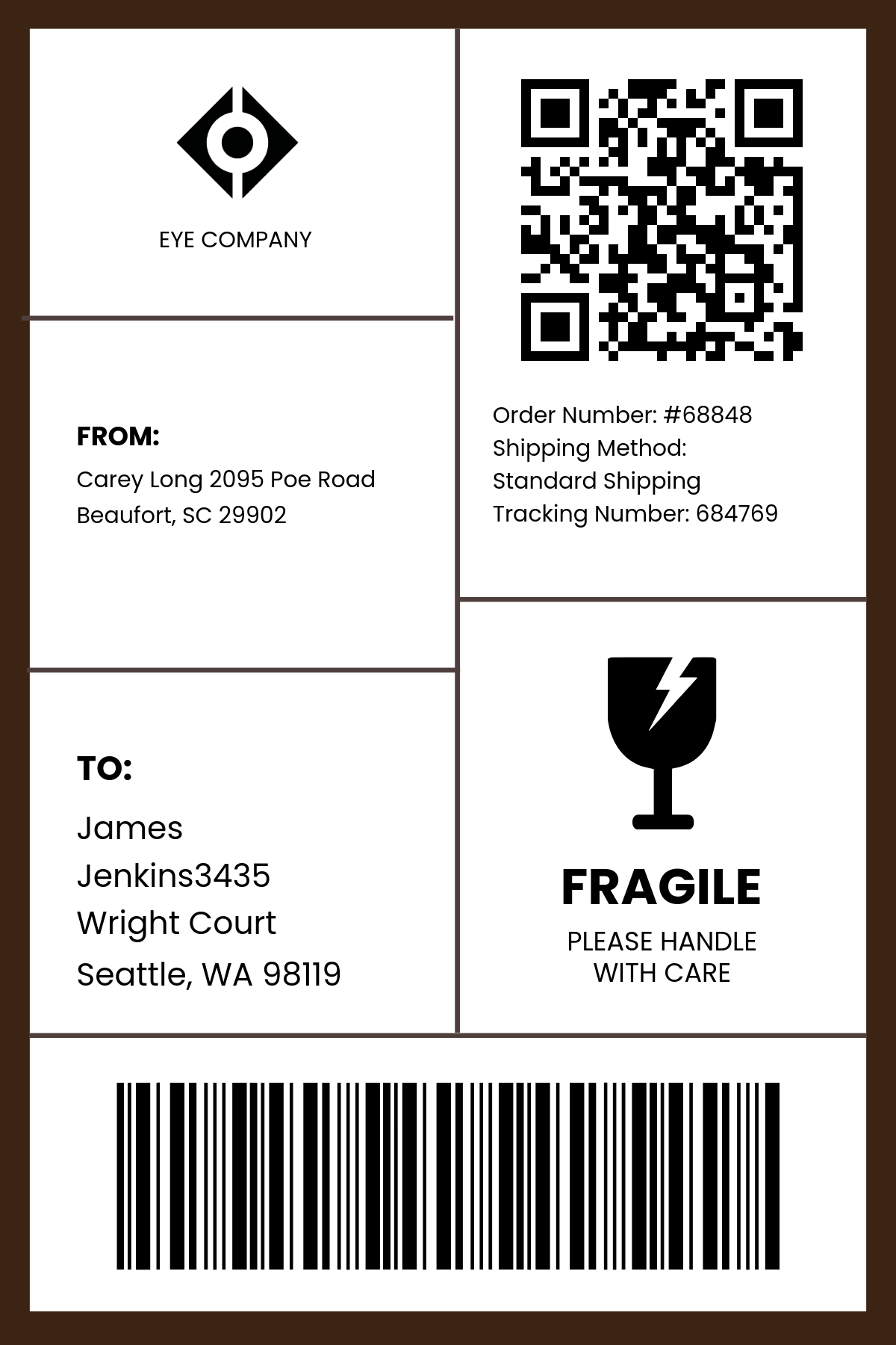 Shipping Label with Barcode Template