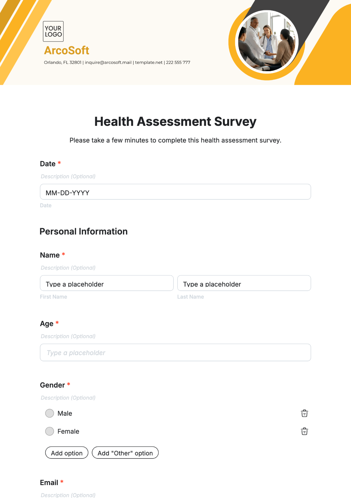 Free Health Assessment Survey Template to Edit Online Free Health Assessment Survey Template to Edit Online